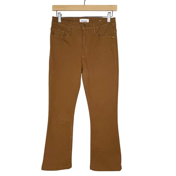Frame Womens 27 Tobacco Coated Le Crop Mini Boot Jeans Cotton Stretch Denim - Picture 1 of 10
